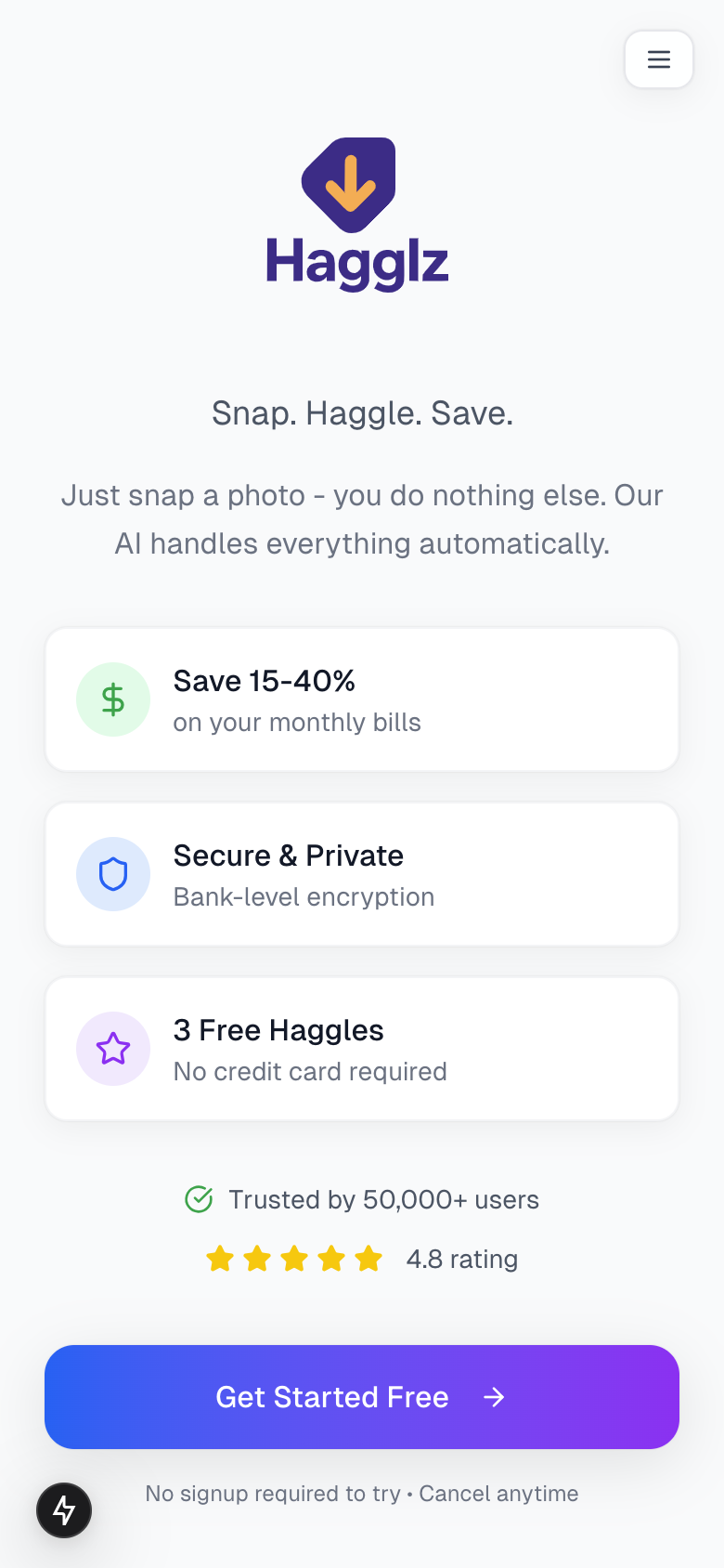 Hagglz Mobile App Screen 1